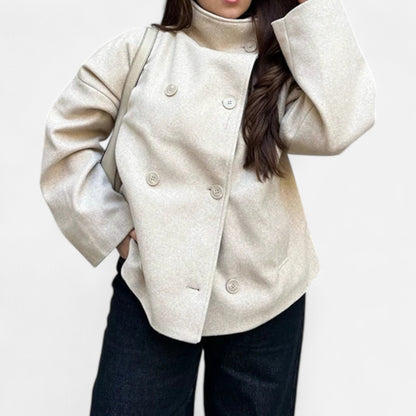Damen Kurzjacke Stehkragen Modern Zeitlos
