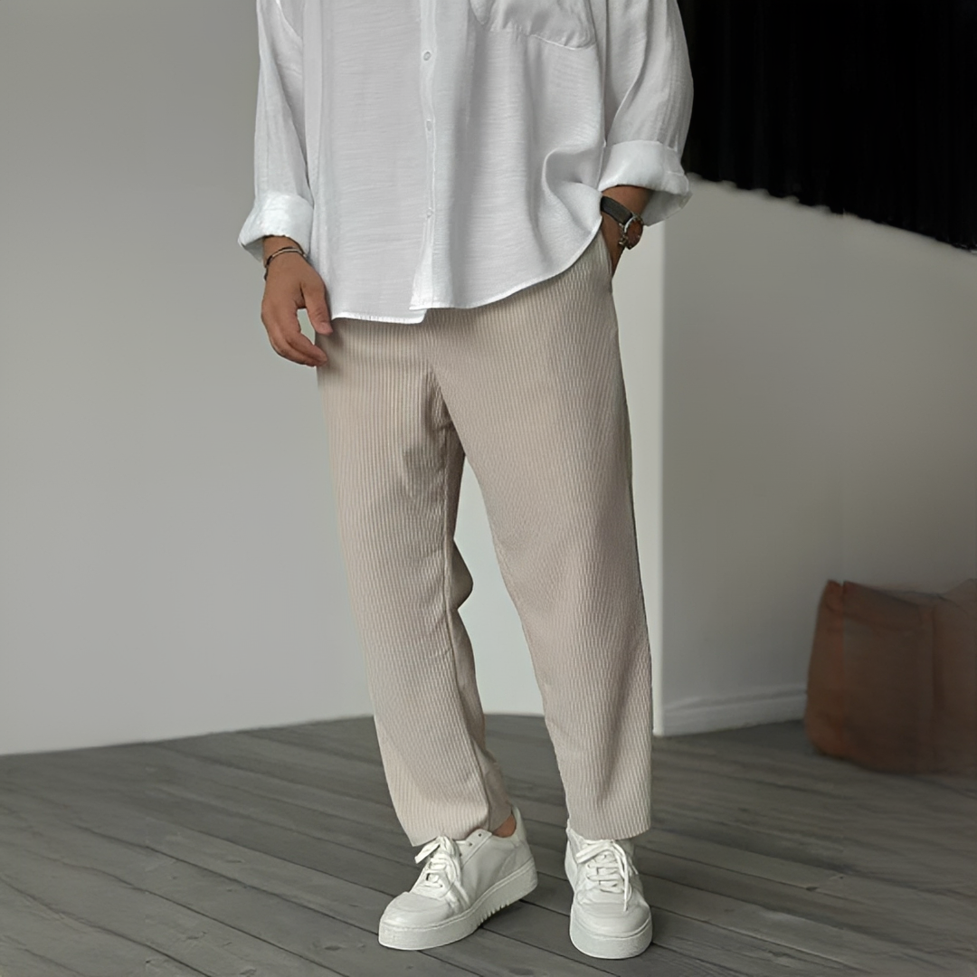 Elegante Herren Sommerhose Baumwolle Beige - Norvielle