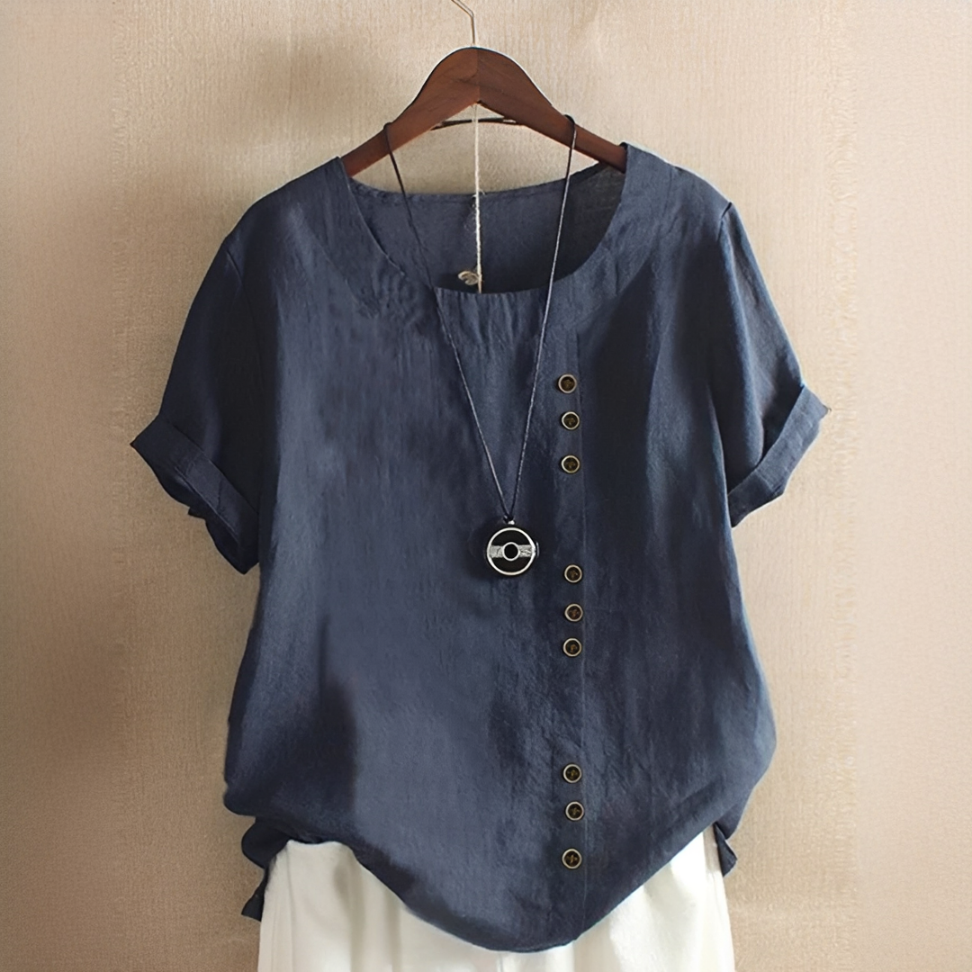 Damen Sommer T-Shirt Elegant Baumwolle Weiß