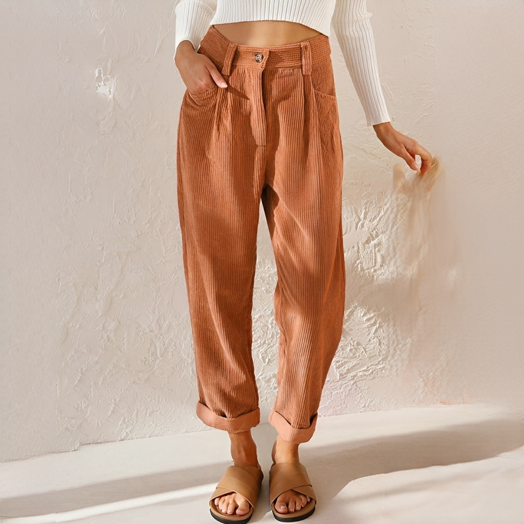 Damen Cordhose Trendig Braun - Norvielle