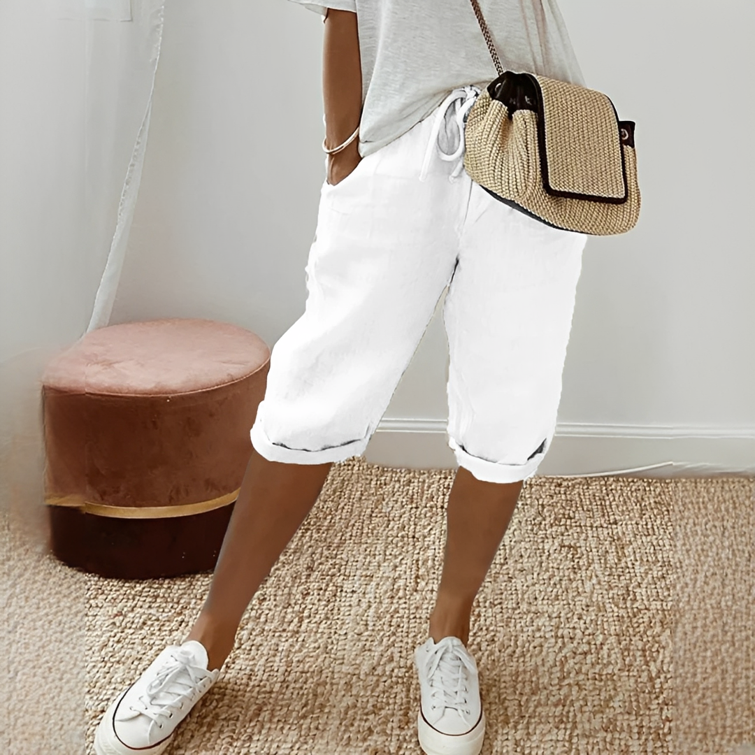 Damen Sommer-Shorts Trend aus Baumwolle Beige