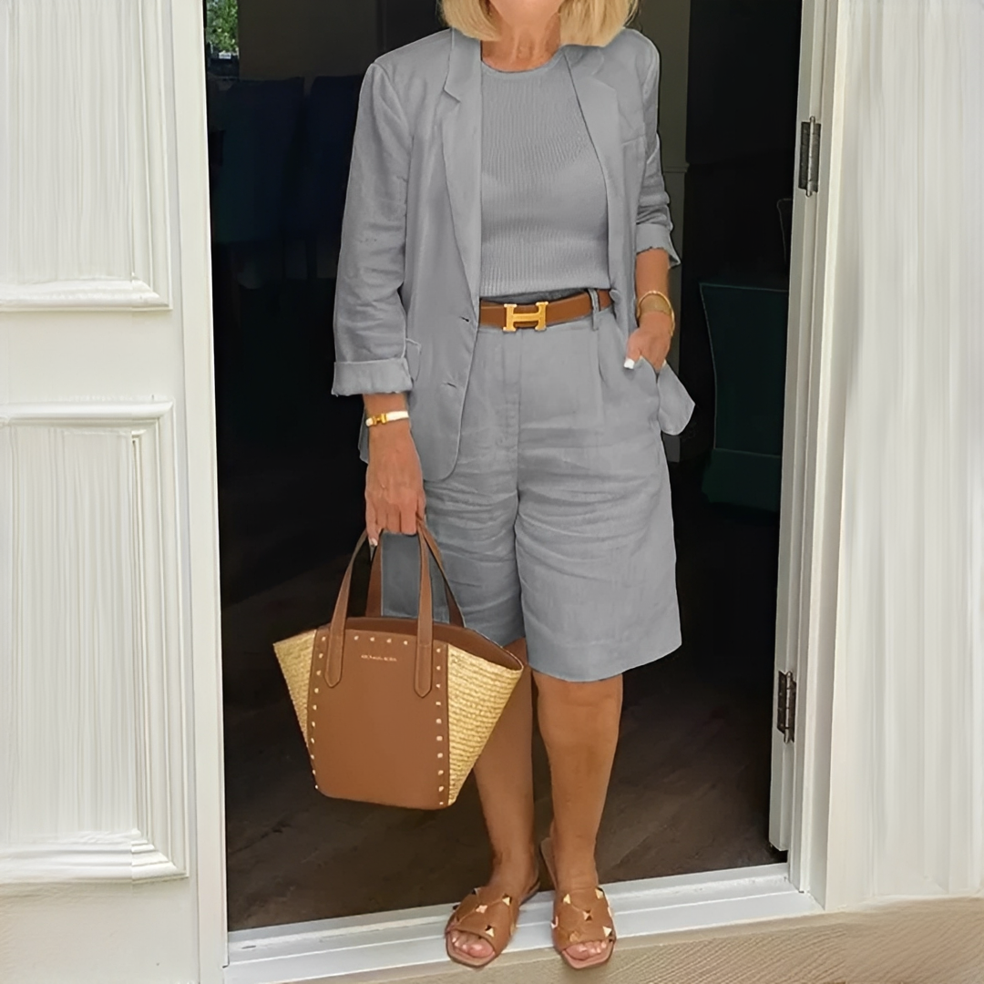 Damen Sommer-Outfit Kurzarm Oberteil und Rock Set