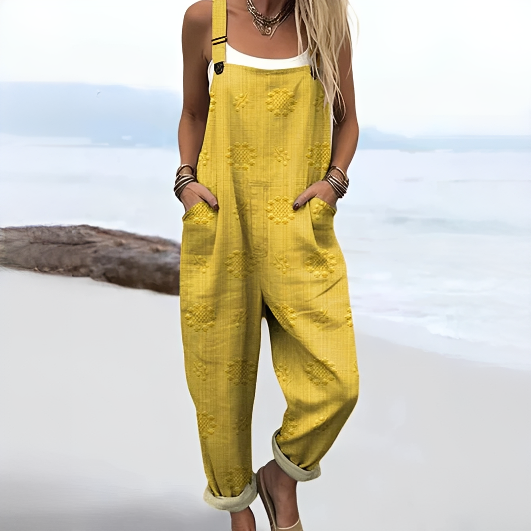 Damen Sommeroverall Elegant Leicht Beige - Norvielle