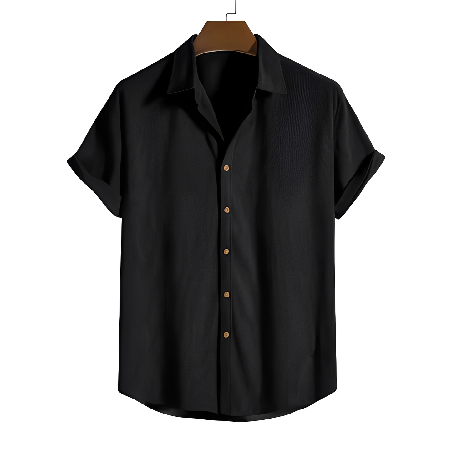 Herren Kurzarmhemd Leichtes Sommerhemd mit Knöpfen Beige