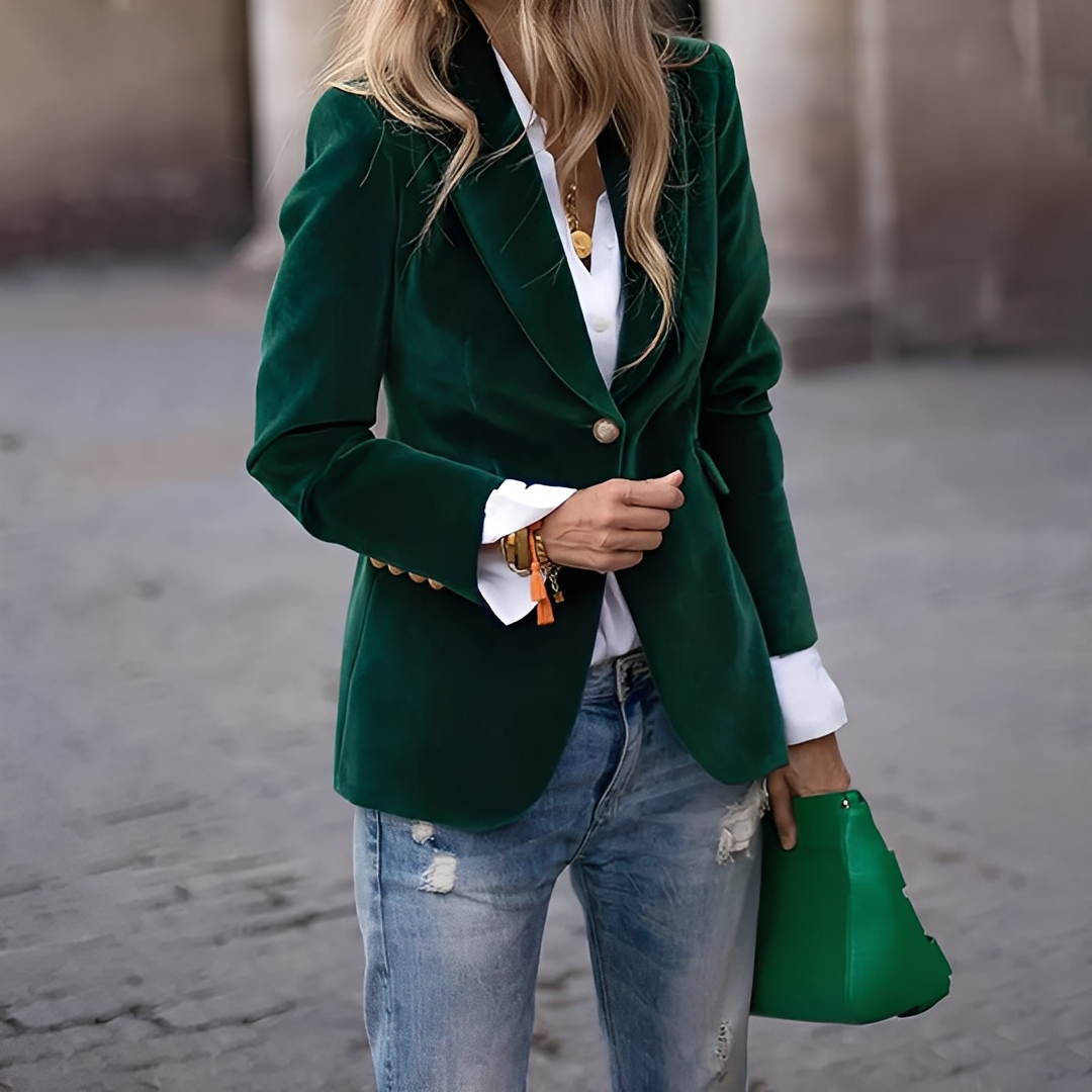 Damen Knopfjacke Klassisch Leger