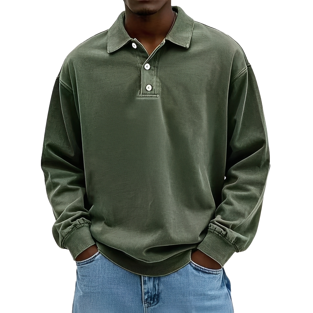 Lothaire Herren Langarm-Polo Vintage