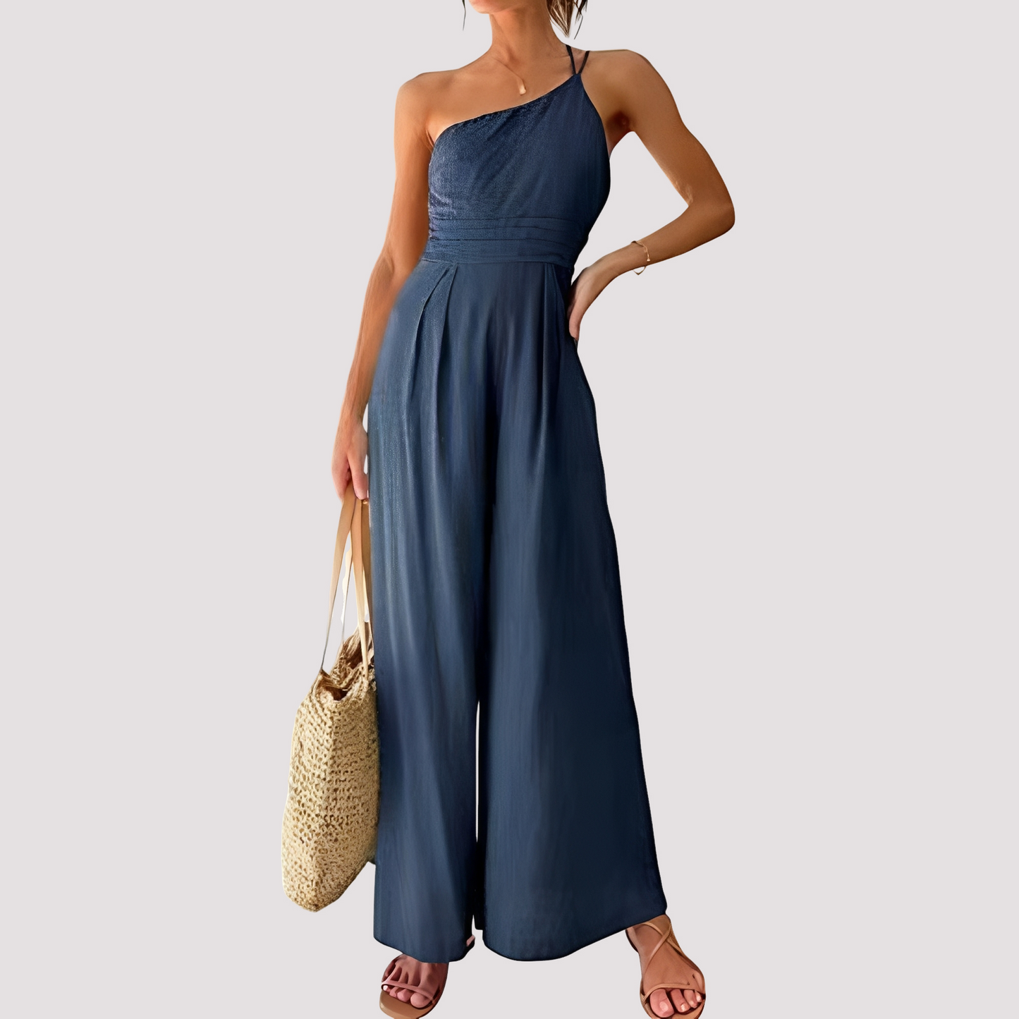 Damen Ein-Schulter-Jumpsuit Weites Bein Elegantes Design