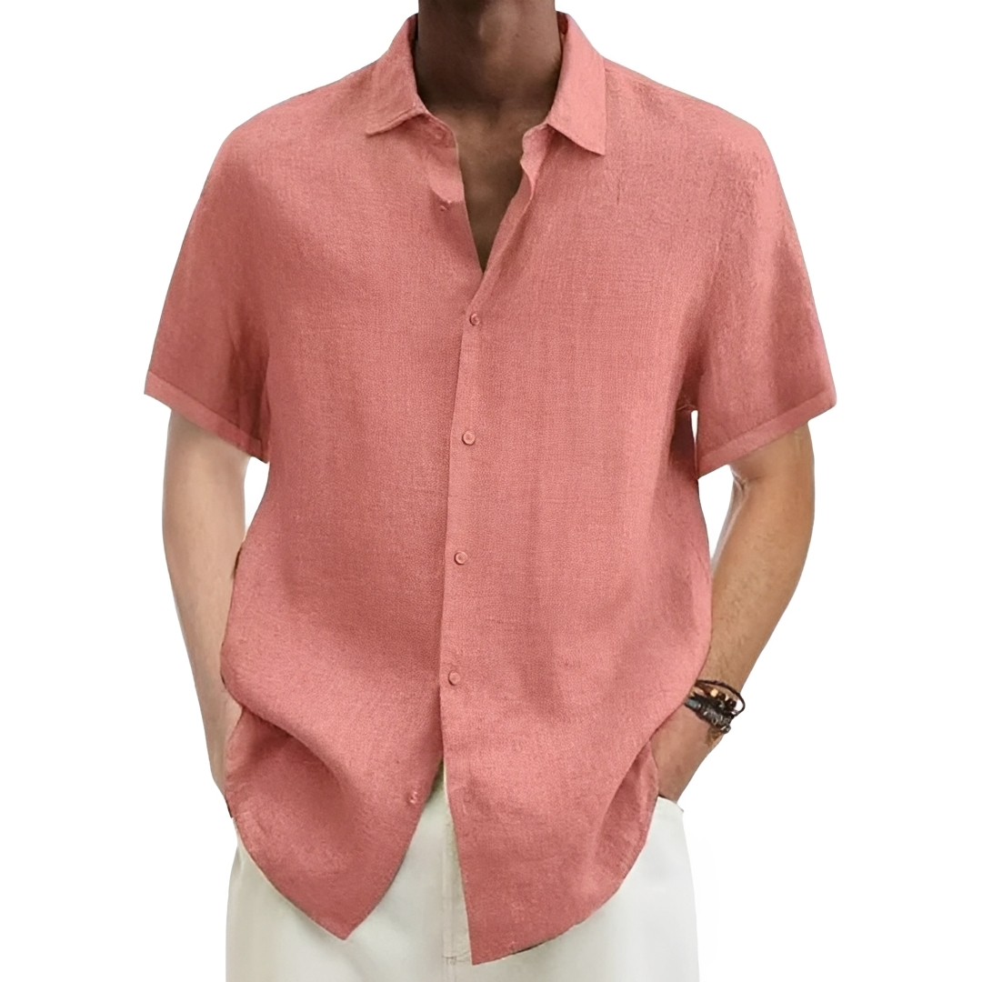 Herren Sommerhemd Leichtes Baumwollhemd Beige