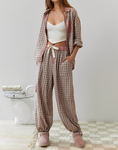 Damen Pyjama-Set Lässig Locker Sitzend