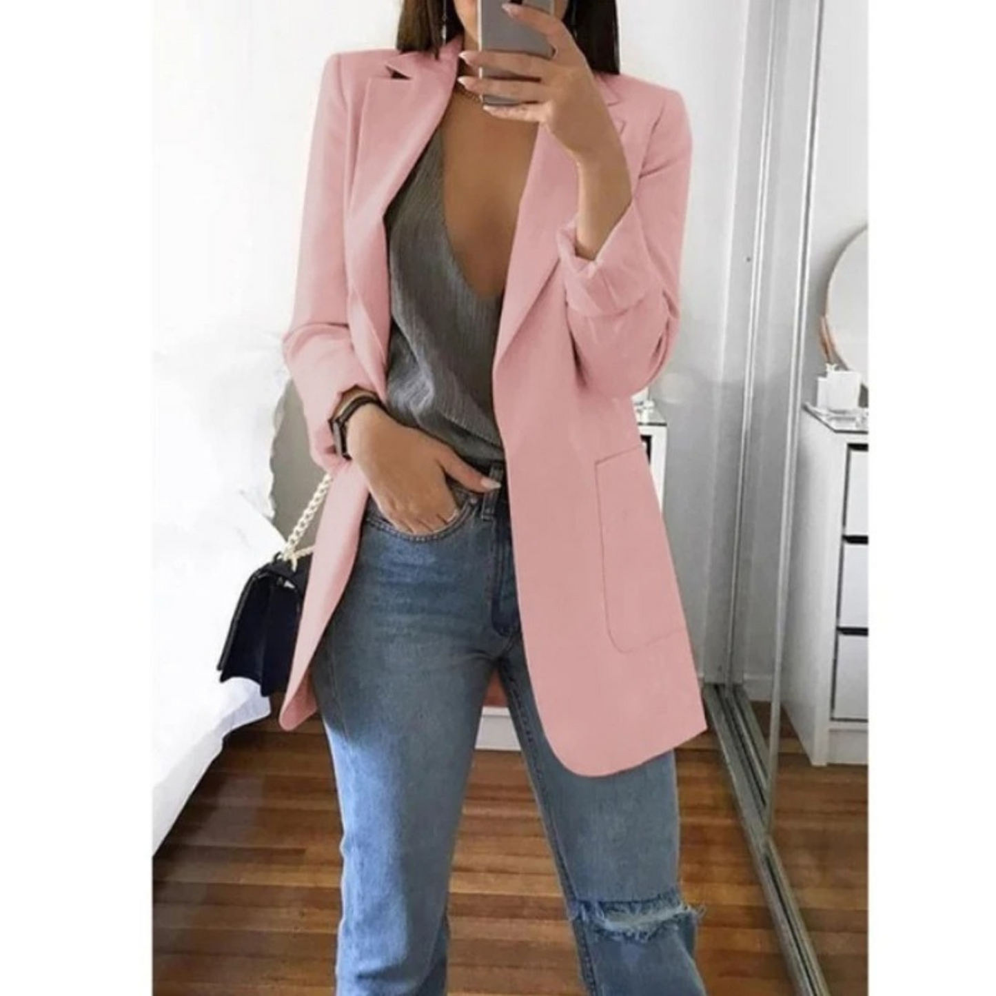 Damen Doppelreihiger Blazer Bürooutfit