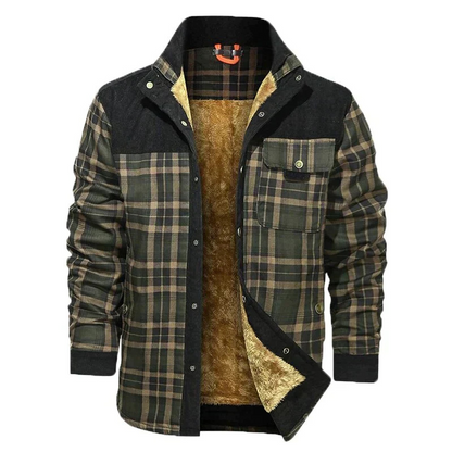 Herren Karo Hemdjacke Fleece-Futter Warm
