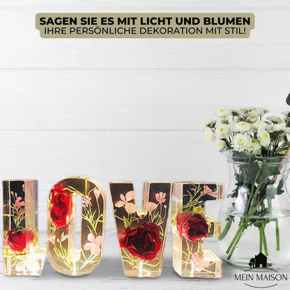 Florale Buchstabenlampe Harz Weiss