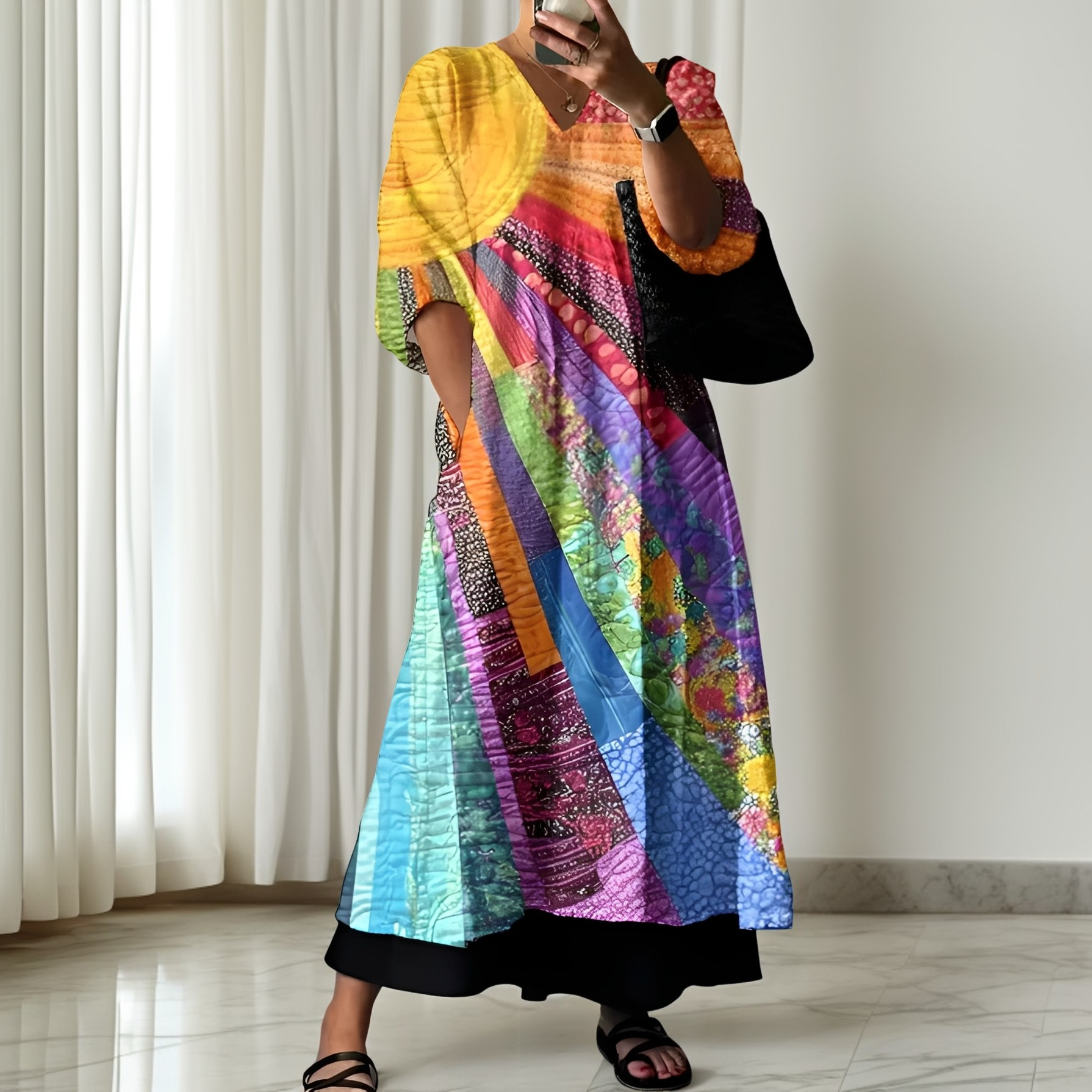 Zanna Damenkleid Farbenfroh Sommerkleid - Norvielle