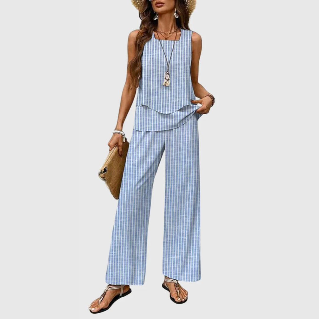 Damen Zweiteiler Hose Set Weite Bein