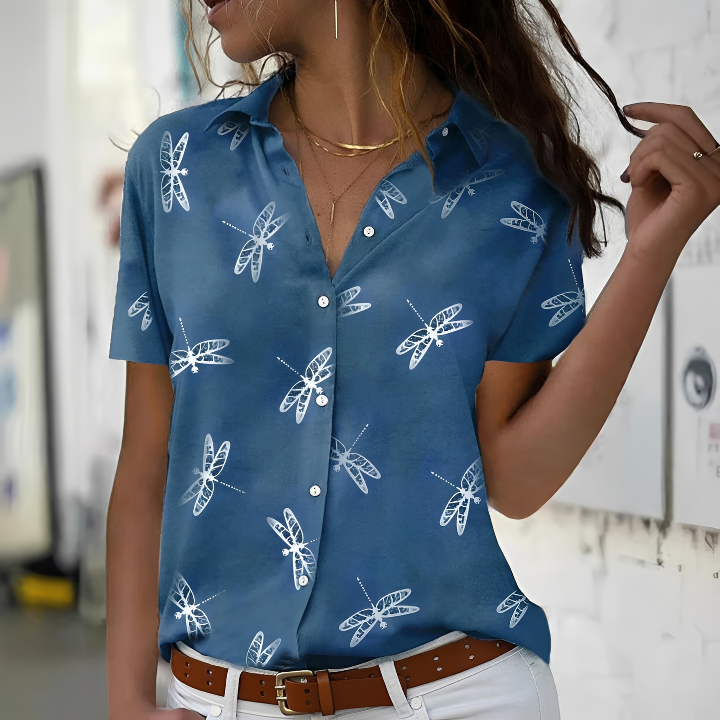 Damen Shirt Grenzüberschreitender Stil Baumwolle Weiß