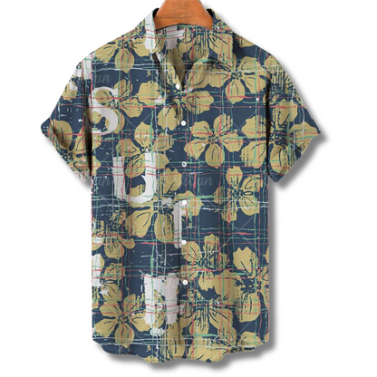 Hawaiianisches Kurzarmhemd Floralmuster Baumwolle