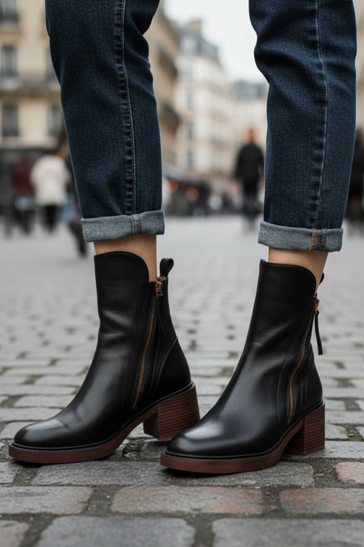 e Lederstiefel Damen Elegante Absatzschuhe