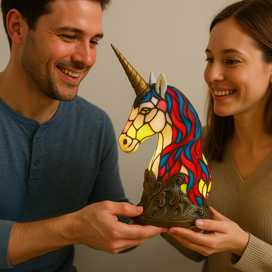 Handgefertigte Herzlampe aus Glas mit weichem Licht