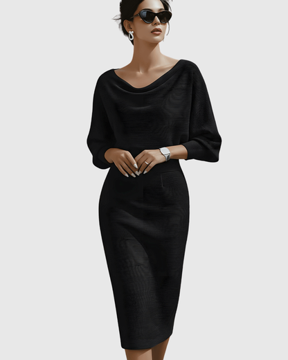 Damen Midikleid Elegantes Drapierkleid Fließend