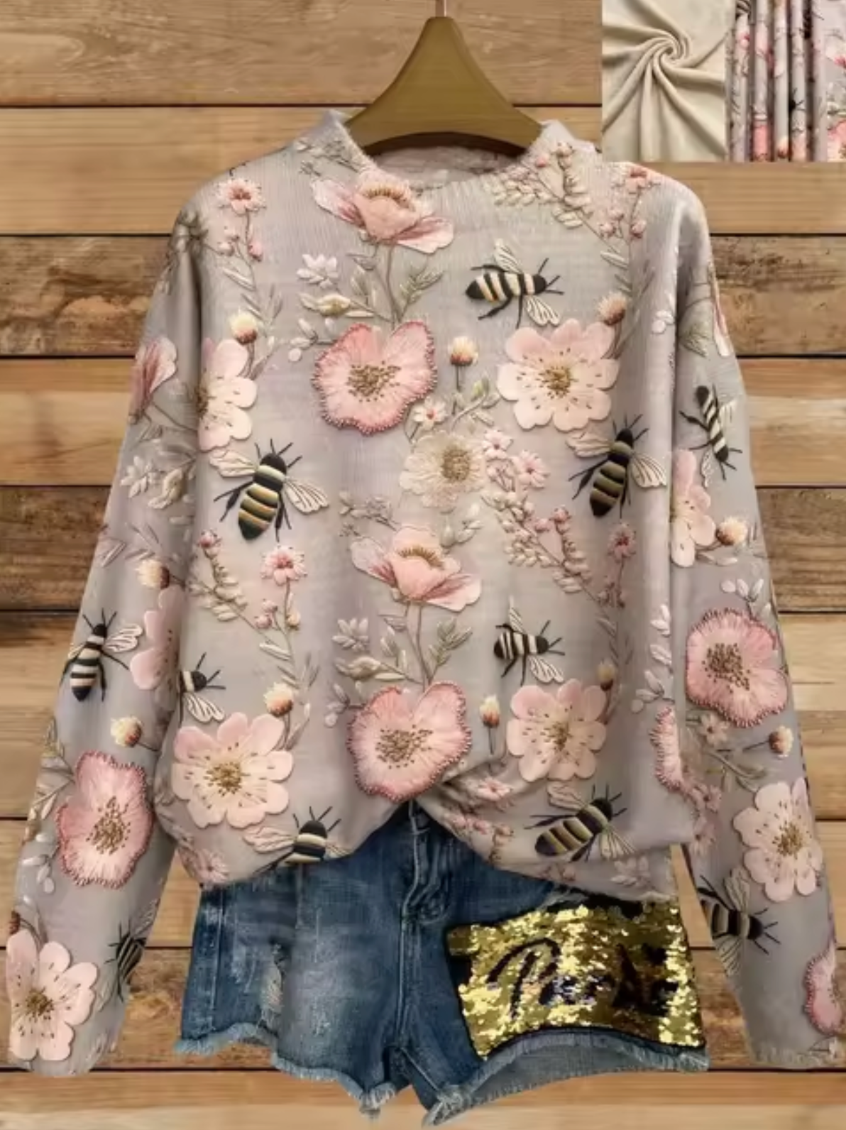 Norvielle Damen Gestrickter Pullover 3D-Druck