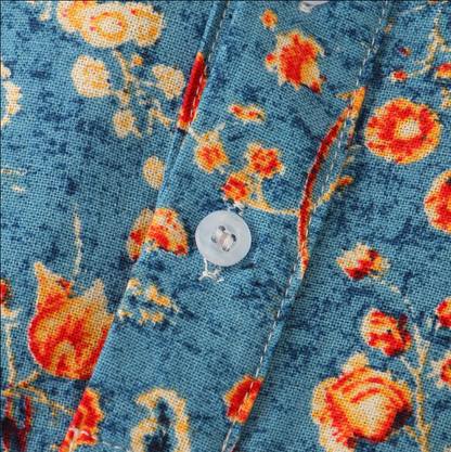 Damen Kurzarmhemd Vintage-Blumenmuster