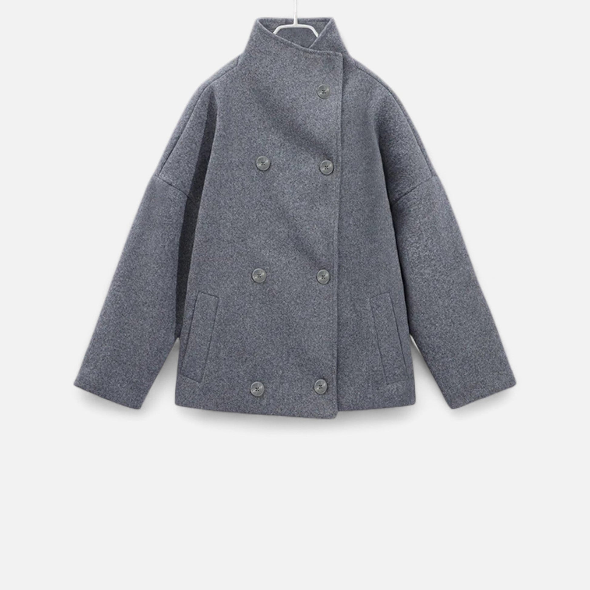 Damen Kurzjacke Stehkragen Modern Zeitlos Schwarz - Norvielle