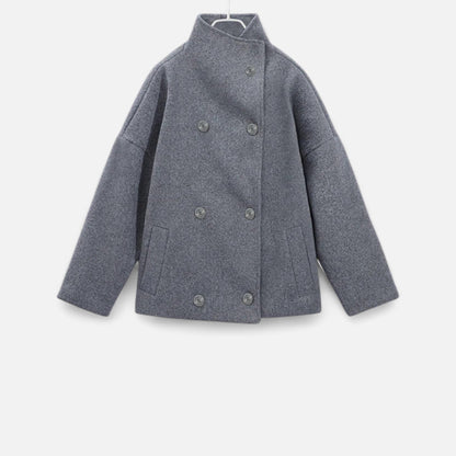 Damen Kurzjacke Stehkragen Modern Zeitlos Schwarz - Norvielle