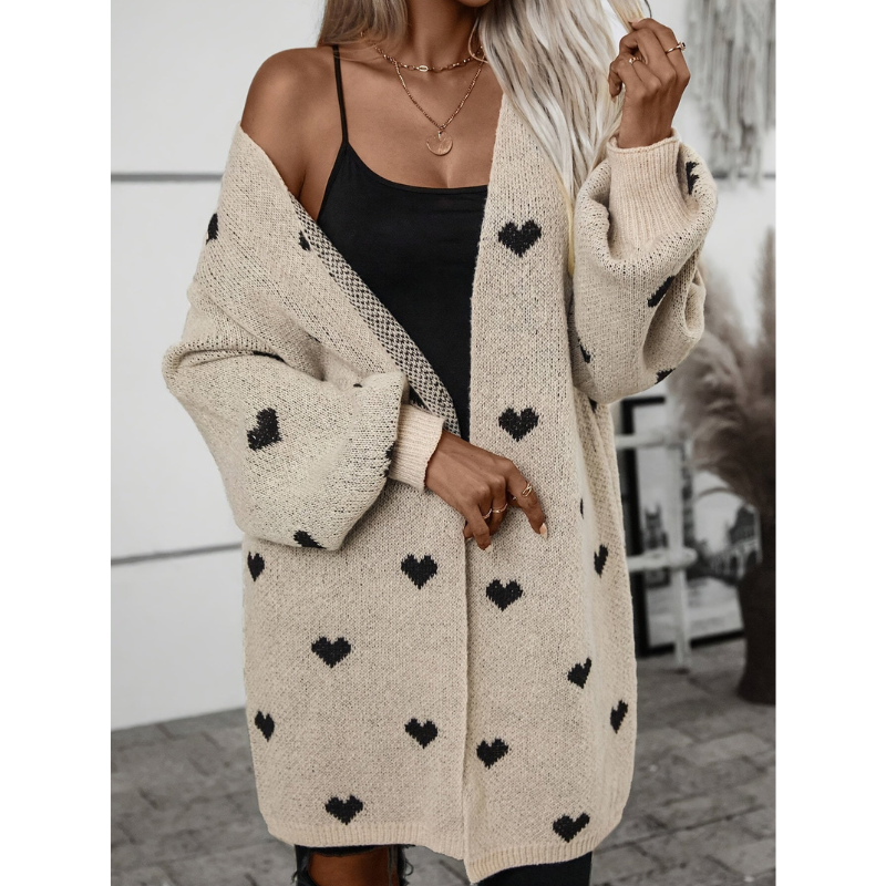 Damen Langarmshirt Mit Herzmuster