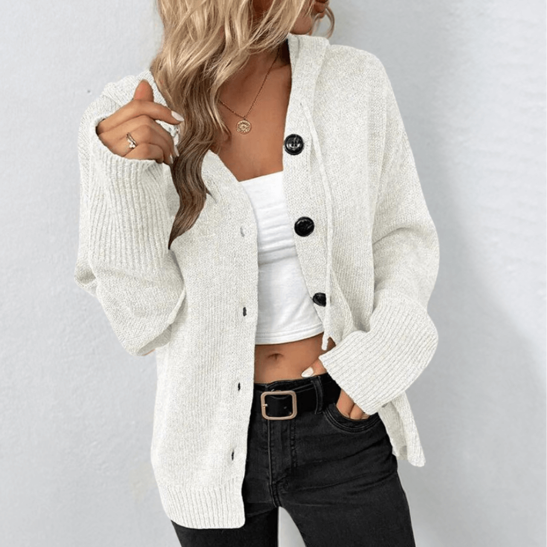 Damen Strickjacke Warm Knopfverschluss