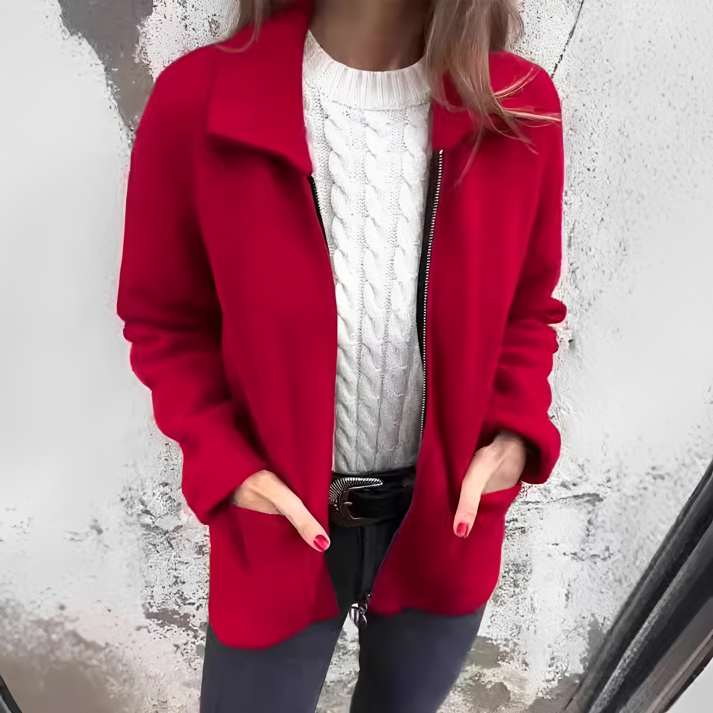 Damenmantel Elegantes Design Wärmedämmend Mit Taschen