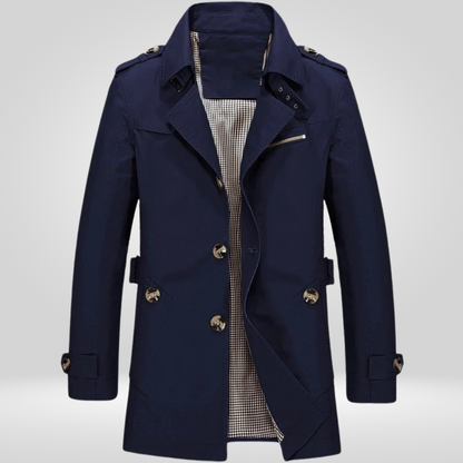 Herren Trenchcoat Klassisch Längschnitt Strukturiert
