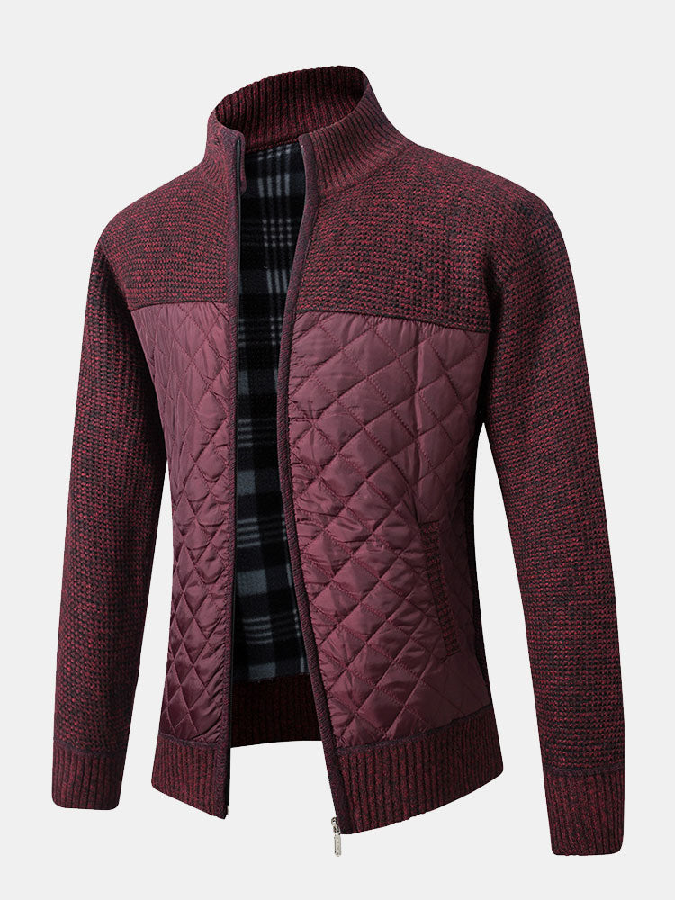 Herren Strickjacke Karomuster Frontverschluss