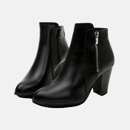 Damen Stiefeletten Kunstleder Mandelform Reißverschluss