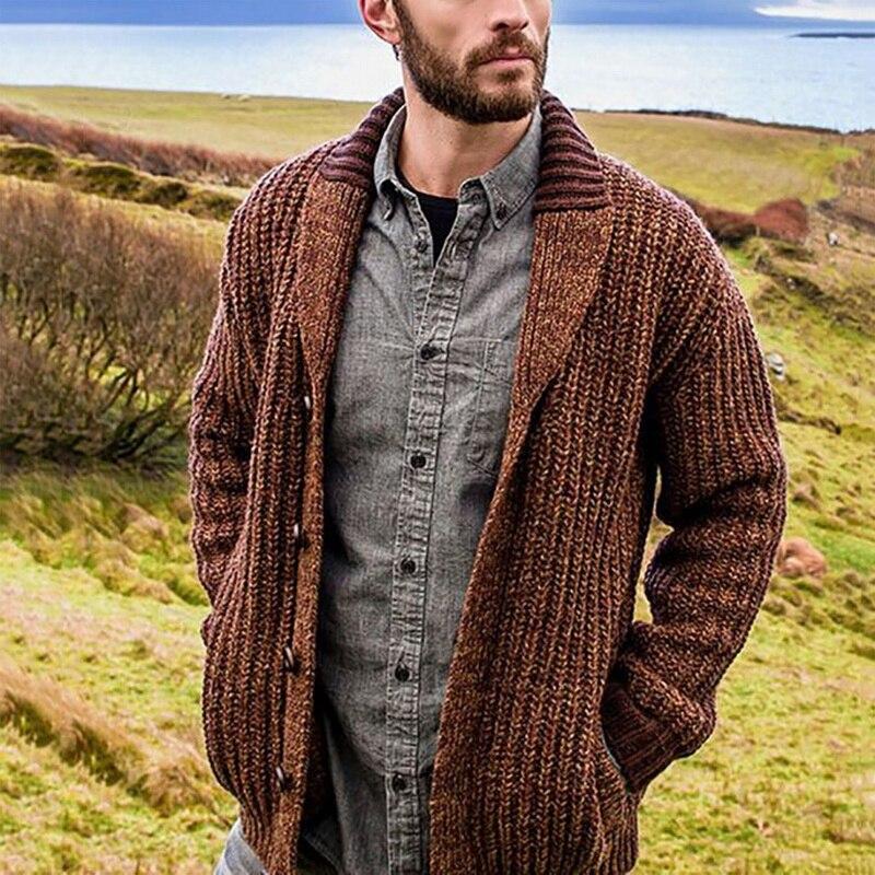 Herren Strickjacke Großgestrickt Komfortabel Beige