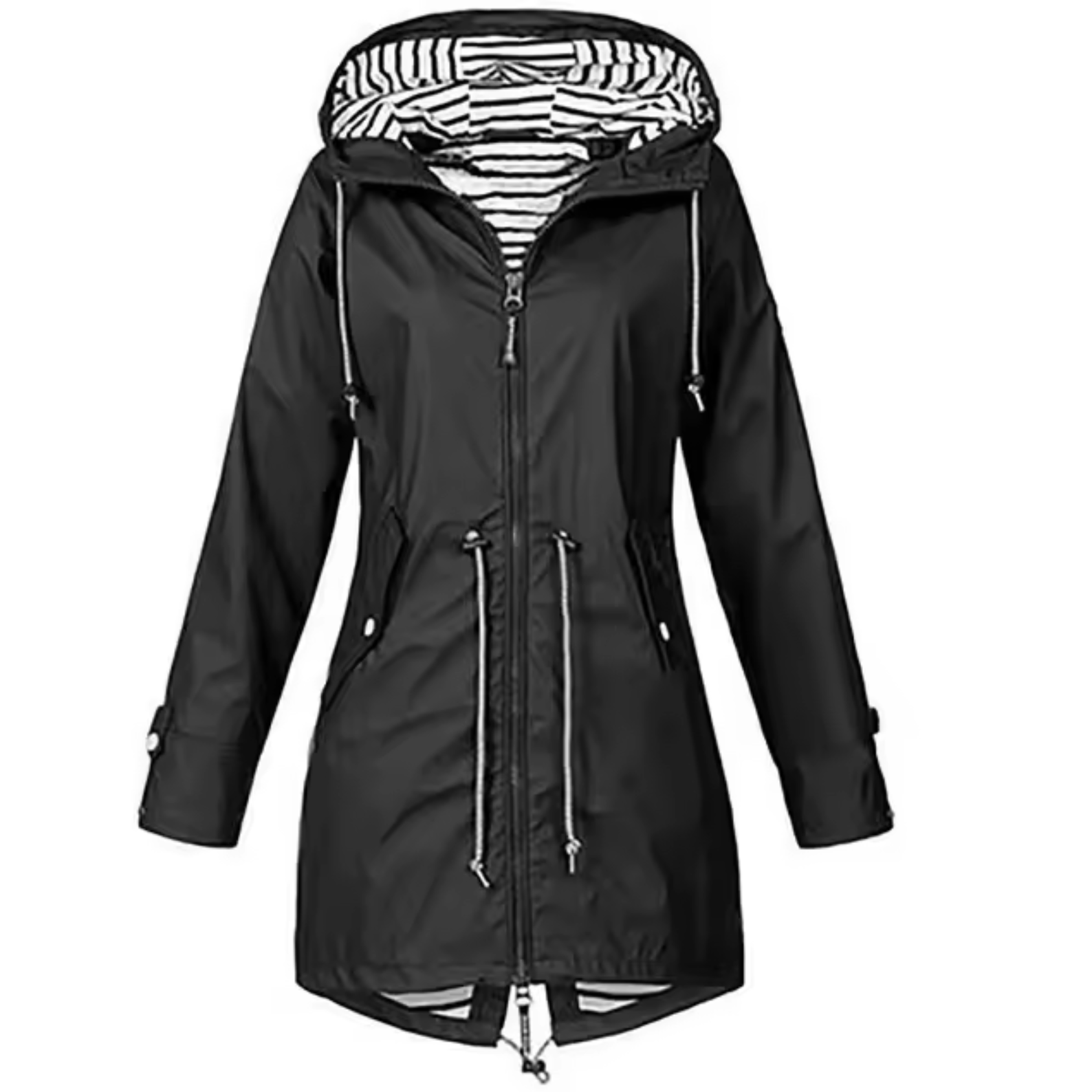 Wasserdichte Regenjacke Damen Poncho Regenmantel Verstellbar Schwarz - Norvielle