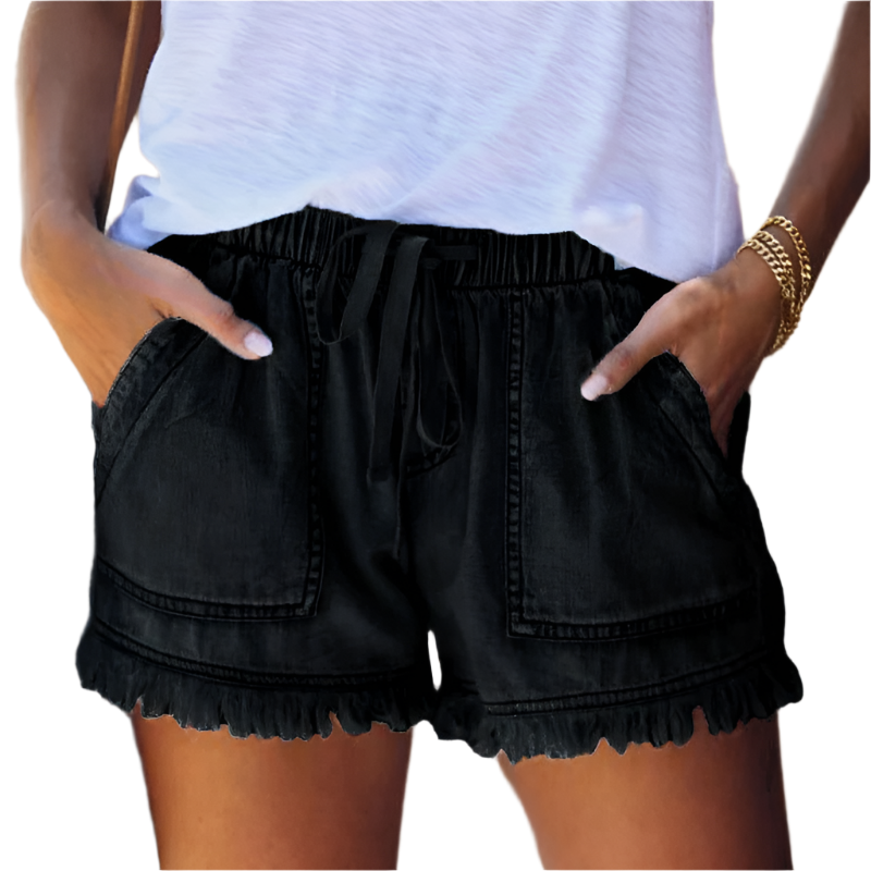 Norvielle Damen High-Waist Denim Shorts