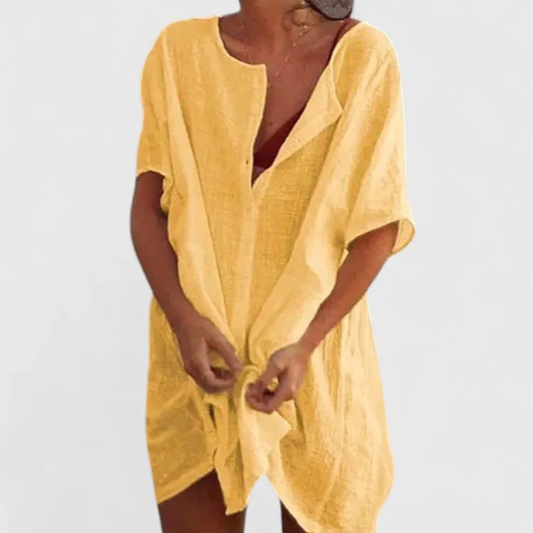 Damen Strandkleid mit Knopfleiste und Shorts Überwurf Leicht
