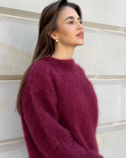Norvielle Damen Mohair Pullover Kuschelig Beige