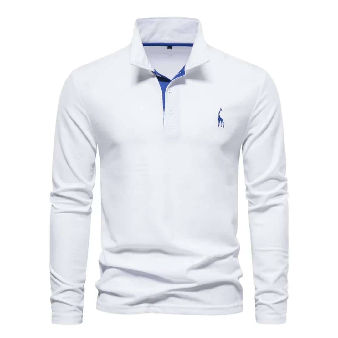 Herren Poloshirt Langarm Baumwolle Alltagstauglich