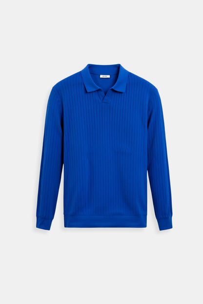 Herren Poloshirt Gestrickt Elegantes Design Weiß