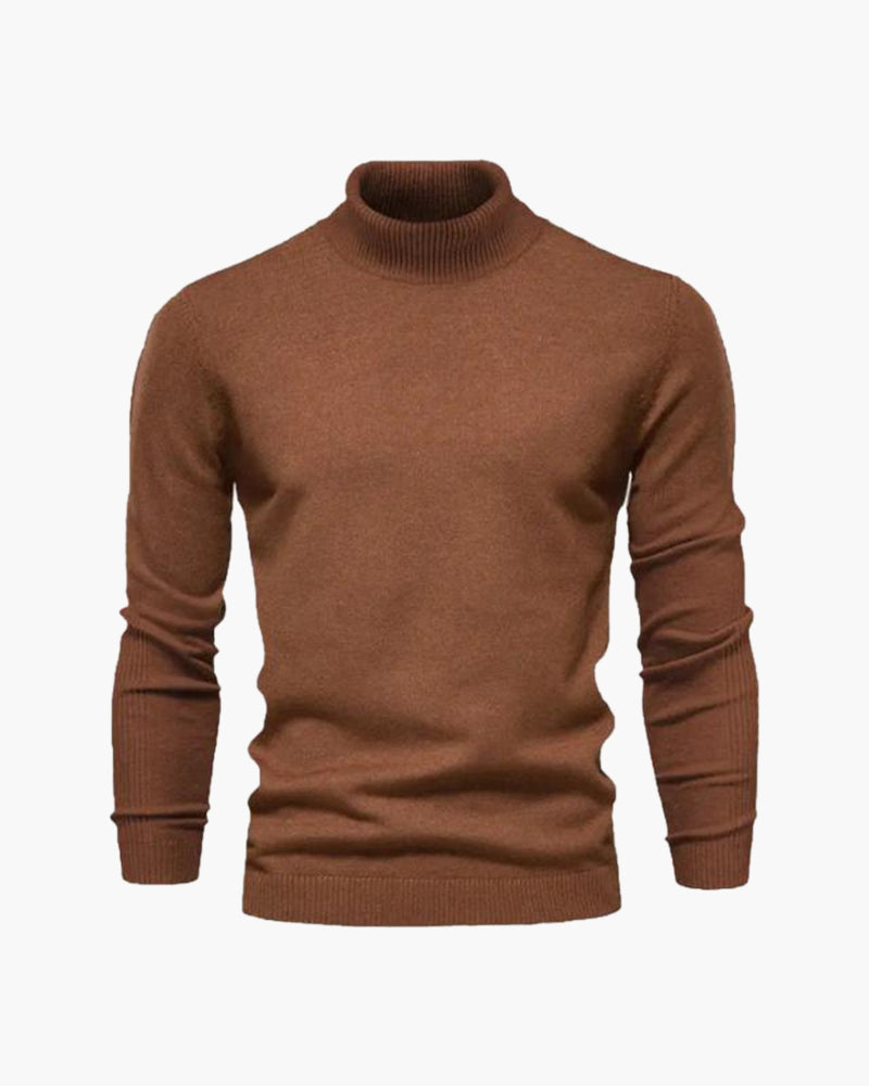 Herren Rollkragen Strickpullover Slim Fit Grau