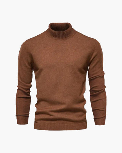 Herren Rollkragen Strickpullover Slim Fit Grau