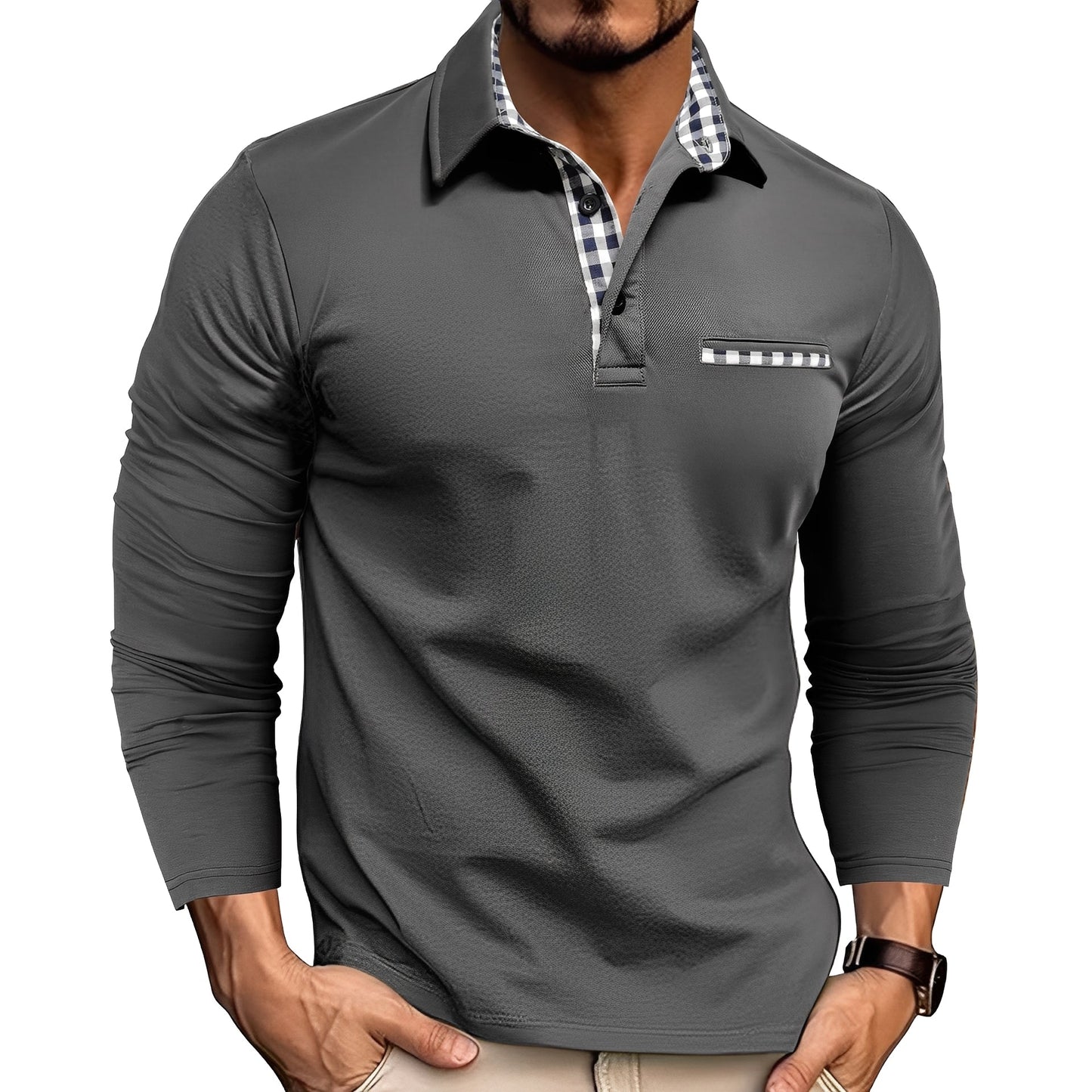 Charel Herren Poloshirt Langärmlig