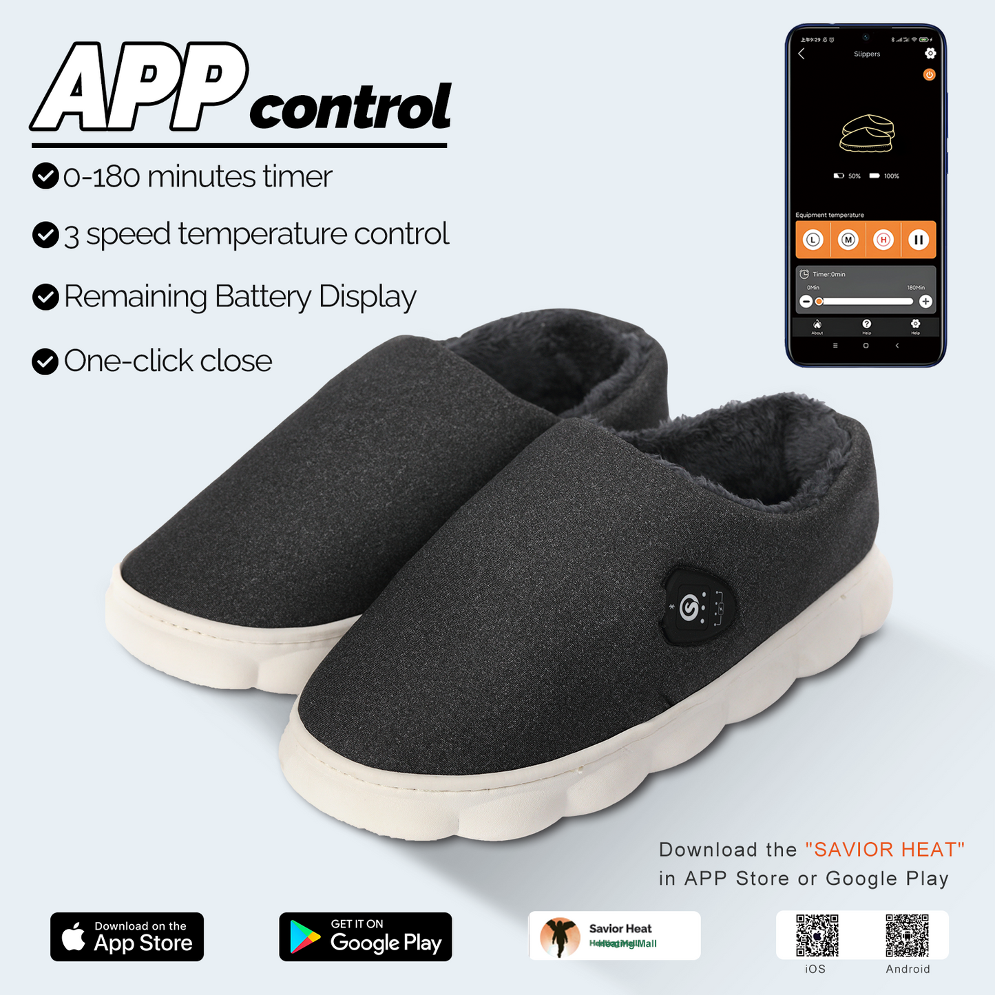 Unisex Heizslipper Wiederaufladbar APP- und Tastensteuerung