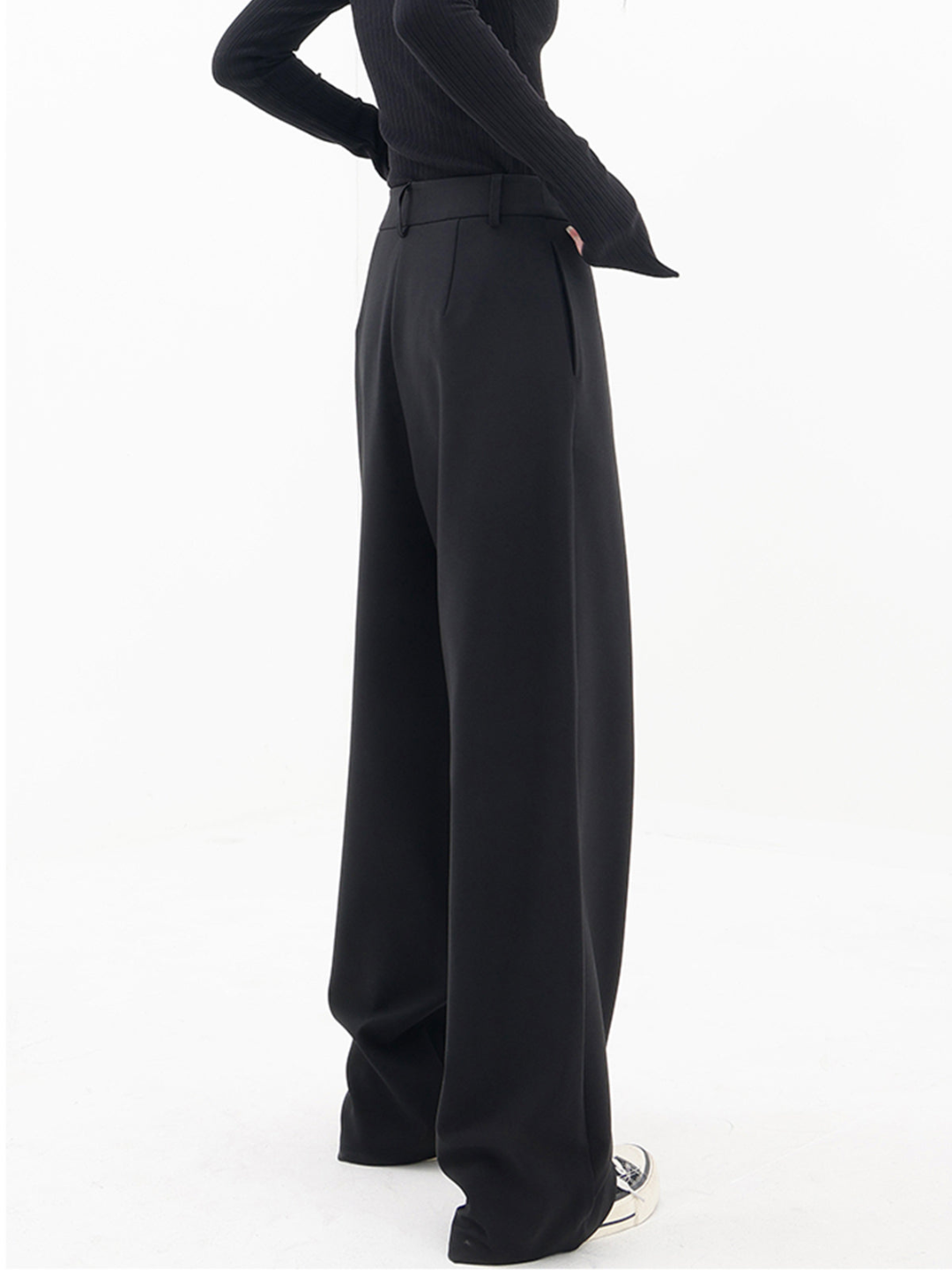 Damen Highwaist-Hosen Weite Bein Baumwolle
