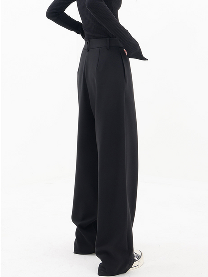 Damen Highwaist-Hosen Weite Bein Baumwolle