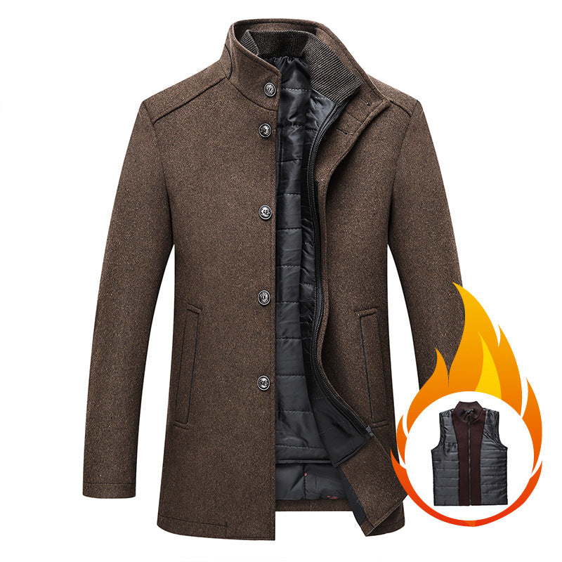 Herren Wollmantel Elegantes Design Schwarz - Norvielle