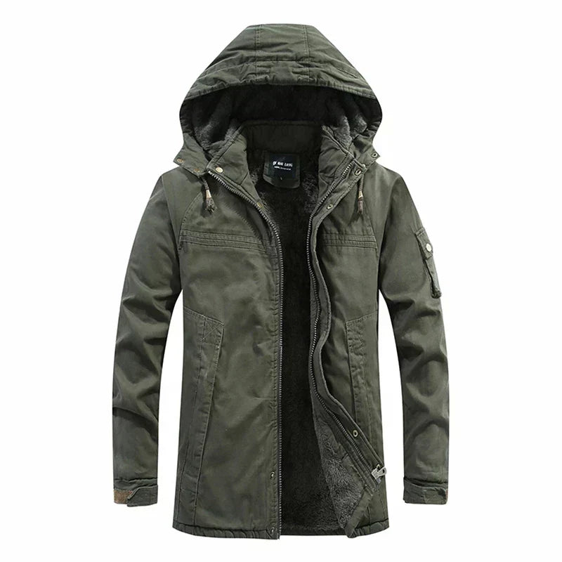 Herren Winterjacke Fleecegefüttert Lang