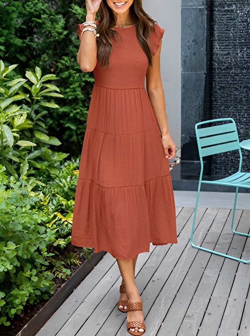 Damen A-Linie Kleid Lässig Fließend