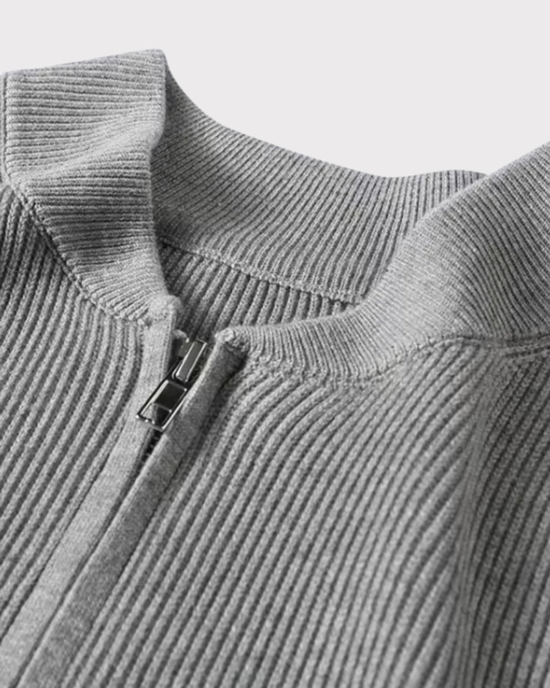 Bennett Herren Strickjacke Rippstrick Reißverschluss Dunkelblau